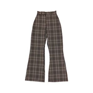 Free People Plaid Tailored Trouser Pants in Brown Orange Teal Multi - Size 2